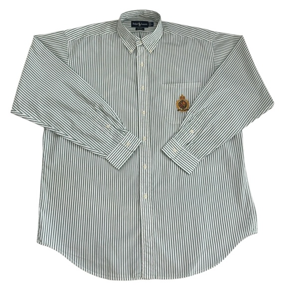 Ralph Lauren BLAIRE long sleeve button down shirt, men's XL size cotton white type Vintage Second Hand